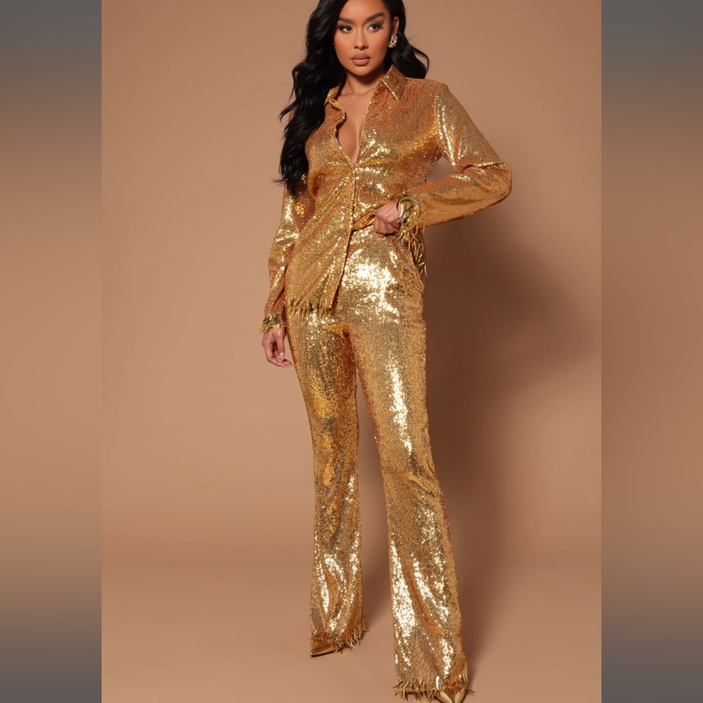 Fashion Nova Piper Sequin Button down Shirt